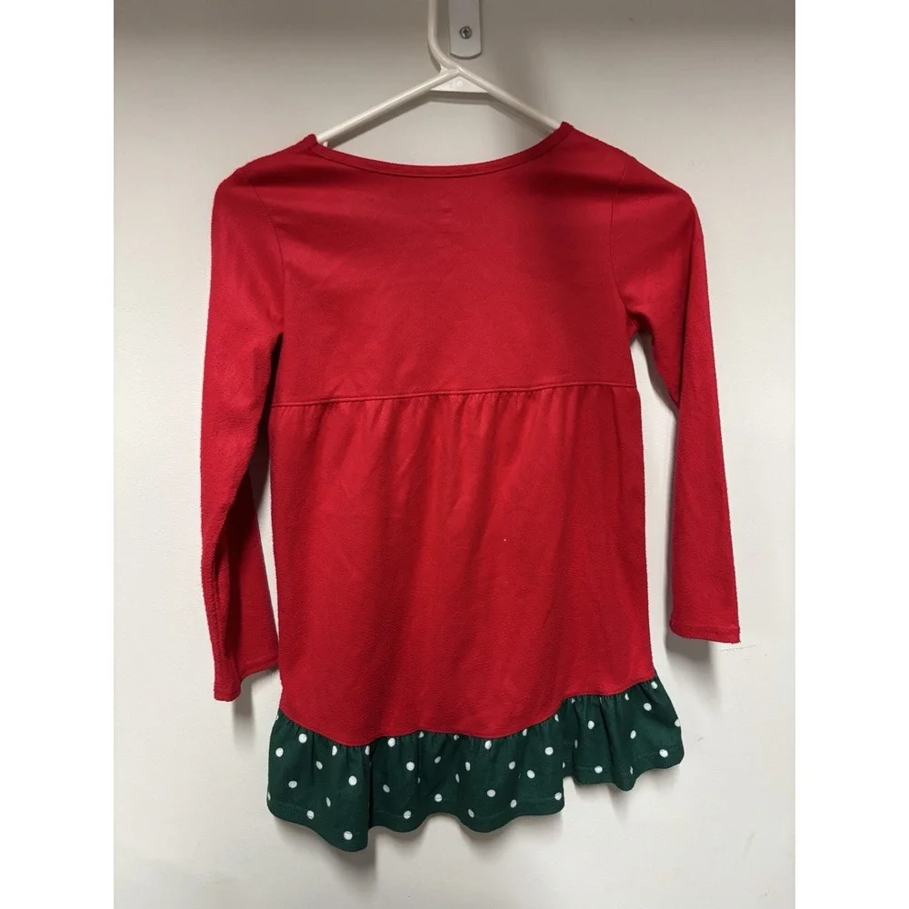 So Girls Christmas Nightgown Fleece Dress Red Green Holiday Size 5/6 Long Sleeve